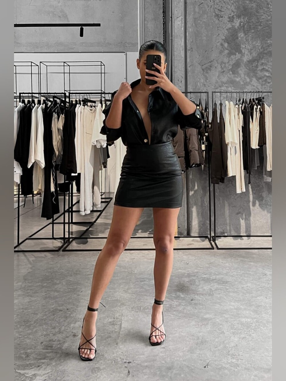 All Things Golden Black Faux Leather High Rise Mini Skirt Gold Zip XL NWT $129